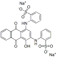 disodium [9,10-dihydro-4-hydroxy-9,10-dioxo-1,3-anthrylenebis(imino)]bis(benzenesulphonate) Struktur