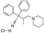 beta-methyl-alpha,alpha-diphenylpiperidine-1-butyronitrile monohydrochloride Struktur