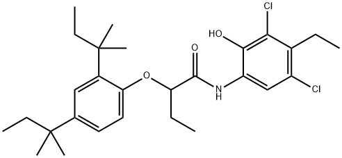 2-(2,4-Bis(tert-pentyl)phenoxy)-N-(3,5-dichloro-4-ethyl-2-hydroxyphenyl)butyramide Struktur