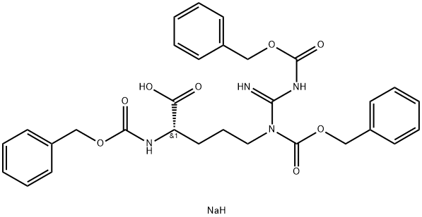 N2,N5-bis[(benzyloxy)carbonyl]-N5-[imino[[(benzyloxy)carbonyl]amino]methyl]-L-ornithine, monosodium salt Struktur