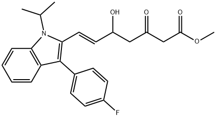 3-Methyl(E)-7-[3-(4-fluorophenyl)-1-methylethyl-indol-2-yl]-3-hydroxy-5-oxohept-6-enoate Structure