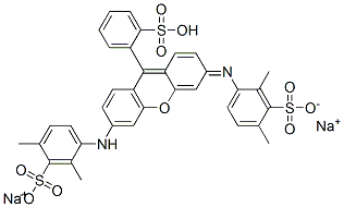 disodium hydrogen -2-[6-[(2,4-dimethylsulphonatophenyl)amino]-3-[(2,4-dimethylsulphonatophenyl)imino]-3H-xanthen-9-yl]benzenesulphonate Struktur