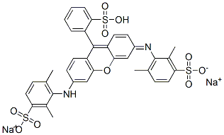 disodium hydrogen -2-[6-[(2,6-dimethylsulphonatophenyl)amino]-3-[(2,6-dimethylsulphonatophenyl)imino]-3H-xanthen-9-yl]benzenesulphonate Struktur