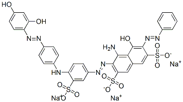 trisodium 4-amino-3-[[4-[[4-[(2,4-dihydroxyphenyl)azo]phenyl]amino]-3-sulphonatophenyl]azo]-5-hydroxy-6-(phenylazo)naphthalene-2,7-disulphonate Struktur