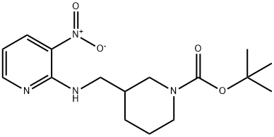 3-[(3-Nitro-pyridin-2-ylaMino)-Methyl]-piperidine-1-carboxylic acid tert-butyl ester, 98+% C16H24N4O4, MW: 336.39 Struktur