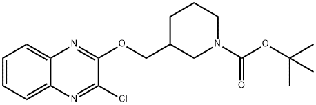 3-(3-Chloro-quinoxalin-2-yloxyMethyl)-piperidine-1-carboxylic acid tert-butyl ester, 98+% C19H24ClN3O3, MW: 377.87 Struktur