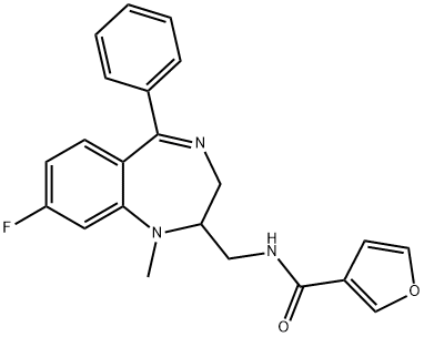 N-[(8-fluoro-2,3-dihydro-1-methyl-5-phenyl-1H-benzo-1,4-diazepin-2-yl)methyl]-3-furamide Struktur