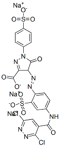 trisodium 4-[[4-[[(3,6-dichloropyridazin-4-yl)carbonyl]amino]-2-sulphonatophenyl]azo]-4,5-dihydro-5-oxo-1-(4-sulphonatophenyl)-1H-pyrazole-3-carboxylate Struktur