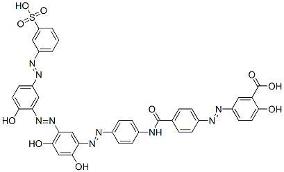 5-[[4-[[[4-[[2,4-dihydroxy-5-[[2-hydroxy-5-[(3-sulphophenyl)azo]phenyl]azo]phenyl]azo]phenyl]amino]carbonyl]phenyl]azo]salicylic acid Struktur