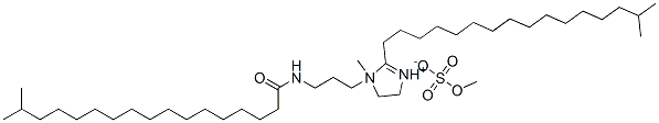 4,5-dihydro-2-isoheptadecyl-1-methyl-1-[3-[(1-oxoisooctadecyl)amino]propyl]-1H-imidazolium methyl sulphate Struktur