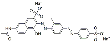 disodium 7-(acetylamino)-4-hydroxy-3-[[2-methyl-4-[(4-sulphonatophenyl)azo]phenyl]azo]naphthalene-2-sulphonate Struktur