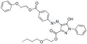 5-Hydroxy-4-[4-(2-phenoxyethoxycarbonyl)phenylazo]-1-phenyl-1H-pyrazole-3-carboxylic acid 2-butyloxyethyl ester Struktur