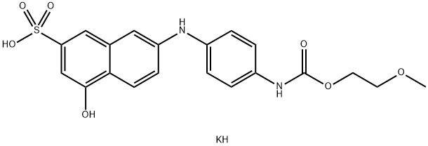 potassium 4-hydroxy-7-[[4-[[(2-methoxyethoxy)carbonyl]amino]phenyl]amino]naphthalene-2-sulphonate Struktur