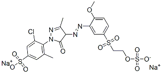 5-chloro-6-[4,5-dihydro-4-[[2-methoxy-5-[[2-(sulphooxy)ethyl]sulphonyl]phenyl]azo]-3-methyl-5-oxo-1H-pyrazol-1-yl]toluene-3-sulphonic acid, sodium salt Struktur