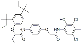 2-[2,4-bis(tert-pentyl)phenoxy]-N-[4-[2-[(3,5-dichloro-2-hydroxy-p-tolyl)amino]-2-oxoethoxy]phenyl]butyramide Struktur