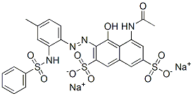 disodium 5-(acetylamino)-4-hydroxy-3-[[4-methyl-2-[(phenylsulphonyl)amino]phenyl]azo]naphthalene-2,7-disulphonate Struktur