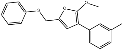 2-METHOXY-5-PHENYLSULFANYLMETHYL-3-M-TOLYL-FURAN Struktur