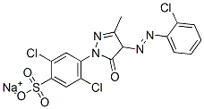 sodium 2,5-dichloro-4-[4-[(2-chlorophenyl)azo]-4,5-dihydro-3-methyl-5-oxo-1H-pyrazol-1-yl]benzenesulphonate Struktur