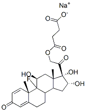 Pregna-1,4-diene-3,20-dione, 21-(3-carboxy-1-oxopropoxy)-9-fluoro-11,16,17-trihydroxy-, monosodium salt, (11beta,16alpha)- Struktur