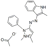 1,5-dimethyl-3-[(2-methyl-1H-indol-3-yl)azo]-2-phenyl-1H-pyrazolium acetate Struktur