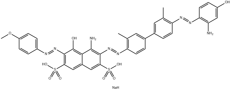 disodium 4-amino-3-[[4'-[(2-amino-4-hydroxyphenyl)azo]-3,3'-dimethyl[1,1'-biphenyl]-4-yl]azo]-5-hydroxy-6-[(4-methoxyphenyl)azo]naphthalene-2,7-disulphonate Struktur