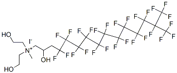 bis(2-hydroxyethyl)methyl[4,4,5,5,6,6,7,7,8,8,9,9,10,10,11,11,12,12,13,13,14,15,15,15-tetracosafluoro-2-hydroxy-14-(trifluoromethyl)pentadecyl]ammonium iodide Struktur