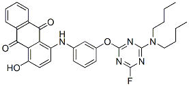 1-[[3-[[4-(dibutylamino)-6-fluoro-1,3,5-triazin-2-yl]oxy]phenyl]amino]-4-hydroxyanthraquinone Struktur