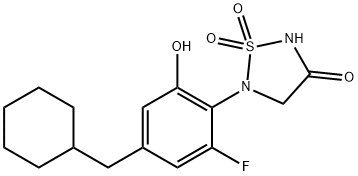 5-[4-(Cyclohexylmethyl)-2-fluoro-6-hydroxyphenyl]-1,2,5-thiadiazolidin-3-one 1,1-dioxide Struktur