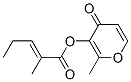 2-methyl-4-oxo-4H-pyran-3-yl 2-methyl-pent-2-en-1-oate Struktur