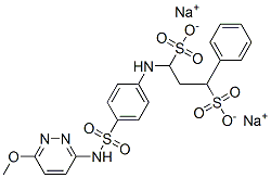 disodium 1-[[4-[[(6-methoxypyridazin-3-yl)amino]sulphonyl]phenyl]amino]-3-phenylpropane-1,3-disulphonate  Struktur