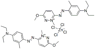 bis[6-[[4-(diethylamino)-o-tolyl]azo]-3-methoxy-1-methylpyridazinium] tetrachlorozincate(2-) Struktur