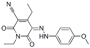 3-Pyridinecarbonitrile,  1,4-diethyl-1,2,5,6-tetrahydro-5-[2-(4-methoxyphenyl)hydrazinylidene]-2,6-dioxo- Struktur