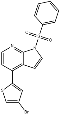 1H-Pyrrolo[2,3-b]pyridine, 4-(4-broMo-2-thienyl)-1-(phenylsulfonyl)- Struktur