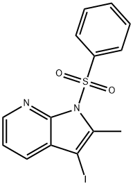 3-ヨード-2-メチル-1-(フェニルスルホニル)-7-アザインドール 化學(xué)構(gòu)造式