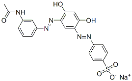 sodium p-[[5-[(3-acetamidophenyl)azo]-2,4-dihydroxyphenyl]azo]benzenesulphonate Struktur