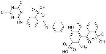 8-amino-5-[[4-[[4-[(4,6-dichloro-1,3,5-triazin-2-yl)amino]-2-sulphophenyl]azo]phenyl]amino]-9,10-dihydro-9,10-dioxoanthracene-1,7-disulphonic acid Struktur