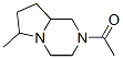 Pyrrolo[1,2-a]pyrazine, 2-acetyloctahydro-6-methyl- (7CI) Struktur