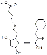 methyl 7-[2-(5-cyclohexyl-4-fluoro-3-hydroxypent-1-ynyl)-3,5-dihydroxycyclopentyl]hept-5-enoate Struktur