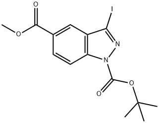 1-tert-butyl 5-Methyl 3-iodo-1H-indazole-1,5-dicarboxylate Struktur