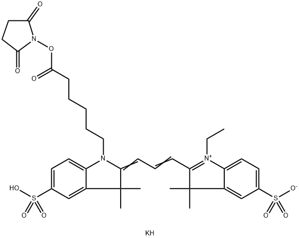 Cyanine 3 Monofunctional Hexanoic Acid Dye, Succinimidyl Ester, Potassium Salt 85% Struktur