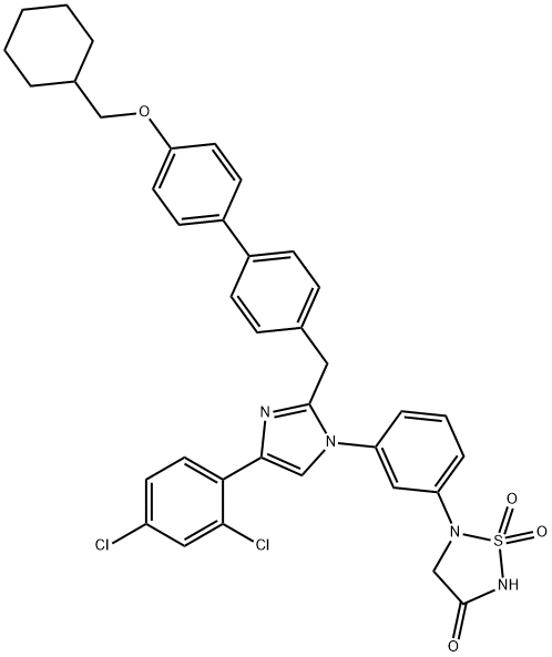 5-[3-[2-[[4'-(Cyclohexylmethoxy)[1,1'-biphenyl]-4-yl]methyl]-4-(2,4-dichlorophenyl)-1H-imidazol-1-yl]phenyl]-1,2,5-thiadiazolidin-3-one 1,1-dioxide Struktur