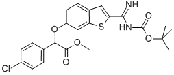 Benzeneacetic acid, 4-chloro-a-[[2-[[[(1,1-dimethylethoxy)carbonyl]amino]iminomethyl]benzo[b]thien-6-yl]oxy]-, methyl ester Struktur