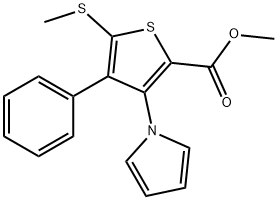 5-(Methylthio)-4-phenyl-3-(1H-pyrrol-1-yl)-2-thiophenecarboxylic acid methyl ester Struktur