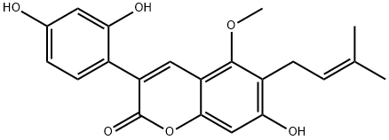 3-(2,4-Dihydroxyphenyl)-7-hydroxy-5-methoxy-6-(3-methyl-2-butenyl)-2H-1-benzopyran-2-one Struktur