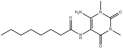 Octanamide,  N-(6-amino-1,2,3,4-tetrahydro-1,3-dimethyl-2,4-dioxo-5-pyrimidinyl)- Struktur