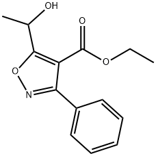 4-Isoxazolecarboxylicacid,5-(1-hydroxyethyl)-3-phenyl-,ethylester(9CI) Struktur