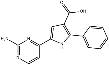 1H-Pyrrole-3-carboxylic  acid,  5-(2-amino-4-pyrimidinyl)-2-phenyl- Struktur