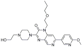 Pyrido[3,4-b]pyrazin-2(1H)-one, 3-[4-(2-hydroxyethyl)-1-piperazinyl]-7-(6-Methoxy-3-pyridinyl)-1-(2-propoxyethyl) Struktur