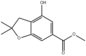 6-BENZOFURANCARBOXYLIC ACID, 2,3-DIHYDRO-4-HYDROXY-2,2-DIMETHYL-, METHYL ESTER Struktur