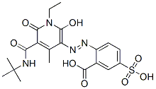 Benzoic  acid,  2-[2-[5-[[(1,1-dimethylethyl)amino]carbonyl]-1-ethyl-1,6-dihydro-2-hydroxy-4-methyl-6-oxo-3-pyridinyl]diazenyl]-5-sulfo- Struktur